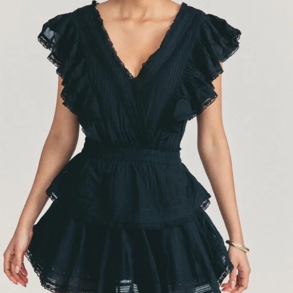 LOVESHACKFANCY GWEN MINI DRESS SIZE XS BLACK - Picture 1 of 12